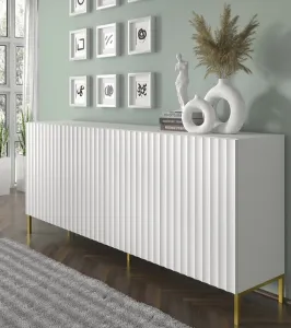 ArtBm Komoda WAVE 200 | 4D Prevedenie: Biela mat / čierne nohy