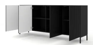 ArtBm Komoda WAVE 200 | 4D Prevedenie: Biela mat / čierne nohy