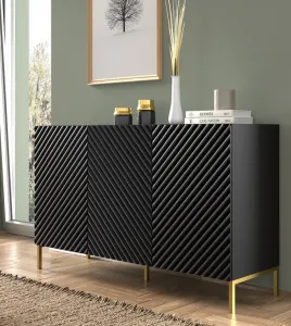 ArtBm Komoda SURF 150 | 3D Prevedenie: Biela mat / čierne nohy