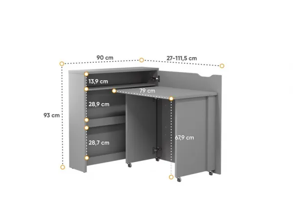 Dig-net nábytok Posuvný stôl Lenart WORK CONCEPT CW-2P slim | pravá Farba: Biela