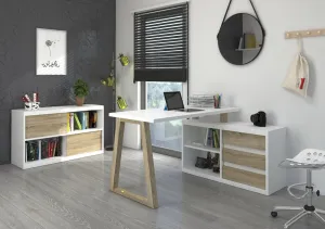 ArtAdrk Písací stolík IWO ll | biela matná / dub artisan