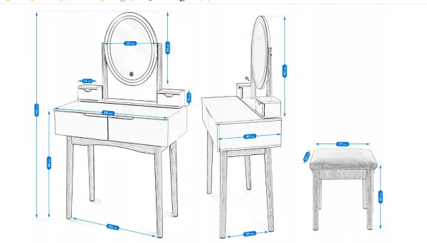 ArtJum Toaletný stolík WERRY 2 s oválnym LED zrkadlom
