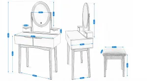 ArtJum Toaletný stolík WERRY s oválnym LED zrkadlom