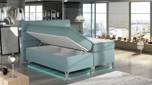 ArtElta Manželská posteľ AMADEO Boxspring s LED osvetlením | 140 x 200 cm Farba: BAO 19 - Orinoco 85 (modrá)
