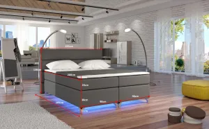 ArtElta Manželská posteľ AMADEO Boxspring s LED osvetlením | 140 x 200 cm Farba: BAO 19 - Orinoco 85 (modrá)