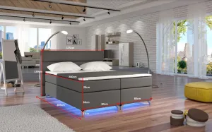 ArtElta Manželská posteľ AMADEO Boxspring s LED osvetlením | 140 x 200 cm Farba: BAO 19 - Orinoco 85 (modrá)