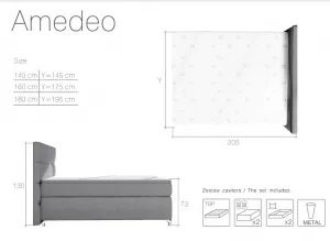 ArtElta Manželská posteľ AMADEO Boxspring s LED osvetlením | 140 x 200 cm Farba: BAO 19 - Orinoco 85 (modrá)