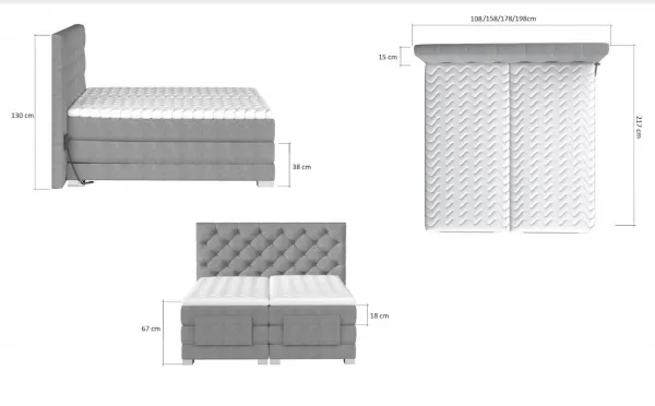 ArtElta Manželská polohovateľná posteľ CLOVER Boxspring | 140 x 200 cm farebné prevedenie: Monolith 77