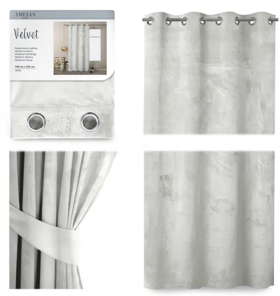 ArtFlhf Tieniaci záves VELVET Eyelets K | 140 x 245 cm Farba: Biela