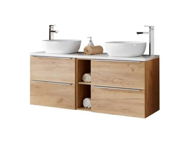 ArtCom Kúpeľňová skrinka s umývadlom a doskou CAPRI Oak DU140/1 | 140 cm FARBA VRCHNEJ DOSKY: BIELA, UMÝVADLO: Áno