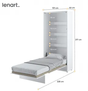 Dig-net nábytok Sklápacia posteľ Lenart BED CONCEPT BC-03 biela | 90 x 200 cm