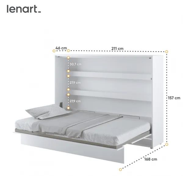 Dig-net nábytok Sklápacia posteľ Lenart BED CONCEPT BC-04 biela | 140 x 200 cm