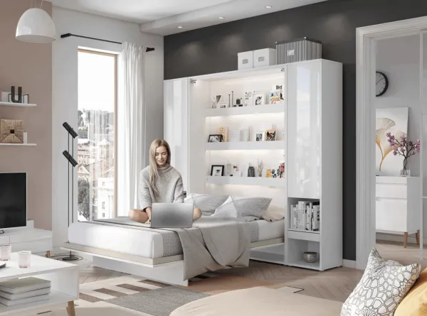 Dig-net nábytok Sklápacia posteľ Lenart BED CONCEPT BC-12 biela | 160 x 200 cm