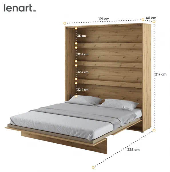 Dig-net nábytok Sklápacia posteľ Lenart BED CONCEPT BC-13 dub artisan | 180 x 200 cm