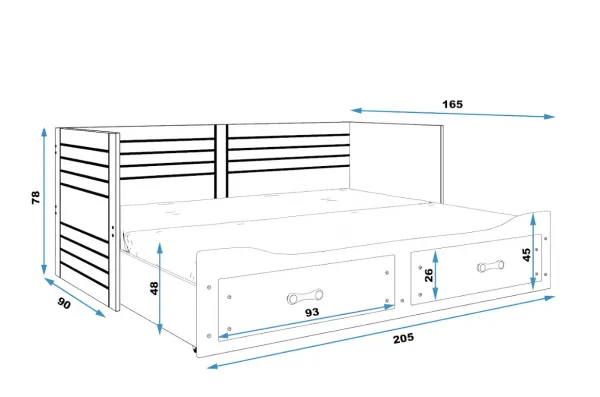 BMS Detská posteľ HERMES s matracom | sivá 80 x 200 cm