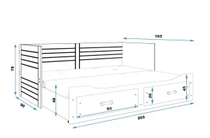 BMS Detská posteľ HERMES s matracom | sivá 80 x 200 cm