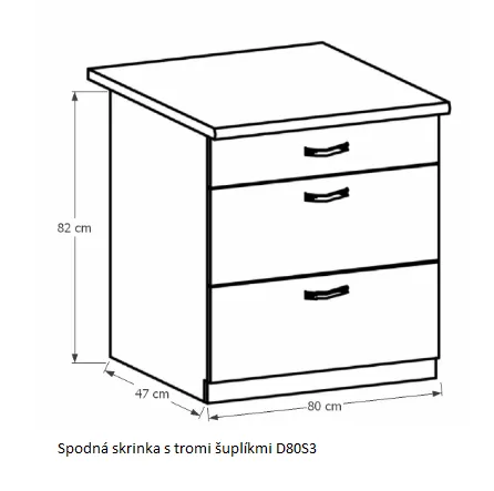 Tempo Kondela Kuchynská linka Provance Provance: Spodná skrinka D40S4 - 40x82x47 cm