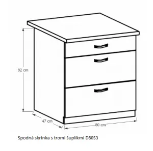 Tempo Kondela Kuchynská linka Provance Provance: Spodná skrinka D40S4 - 40x82x47 cm