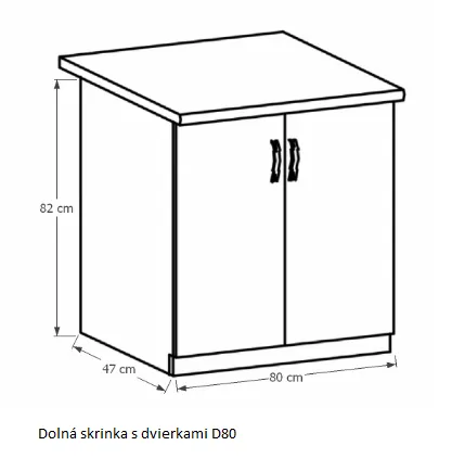Tempo Kondela Kuchynská linka Provance Provance: Spodná skrinka D40S4 - 40x82x47 cm