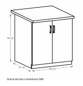 Tempo Kondela Kuchynská linka Provance Provance: Spodná skrinka D40S4 - 40x82x47 cm