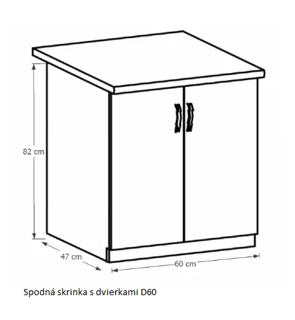Tempo Kondela Kuchynská linka Provance Provance: Spodná skrinka D40S4 - 40x82x47 cm