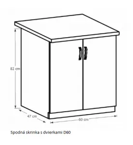 Tempo Kondela Kuchynská linka Provance Provance: Spodná skrinka D40S4 - 40x82x47 cm