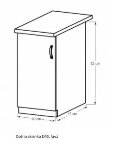 Tempo Kondela Kuchynská linka Provance Provance: Spodná skrinka D40S4 - 40x82x47 cm