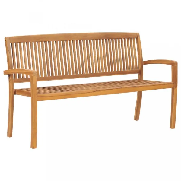 Stohovatelná zahradní lavice s poduškou 159 cm masivní teak
