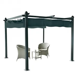 Luxusná pergola s posuvnou strechou, hliník, grafit, PEPY LUX