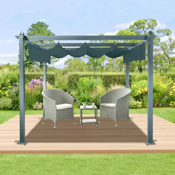 Luxusná pergola s posuvnou strechou, hliník, grafit, PEPY LUX