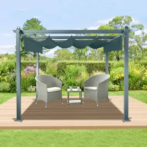Luxusná pergola s posuvnou strechou, hliník, grafit, PEPY LUX