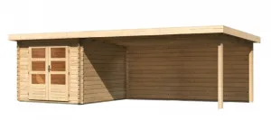 Drevený záhradný domček BASTRUP 4 s prístavkom Lanitplast