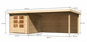 Drevený záhradný domček BASTRUP 4 s prístavkom Lanitplast