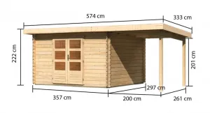 Drevený záhradný domček BASTRUP 7 s prístavkom Lanitplast