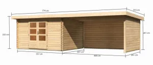 Drevený záhradný domček BASTRUP 7 s prístavkom Lanitplast