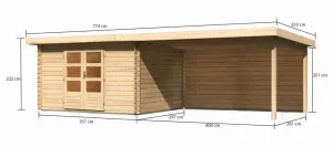 Drevený záhradný domček BASTRUP 7 s prístavkom Lanitplast