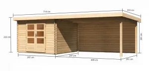 Drevený záhradný domček BASTRUP 5 s prístavkom Lanitplast