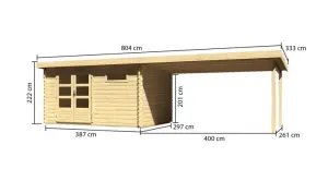 Drevený záhradný domček BASTRUP 8 s prístavkom Lanitplast