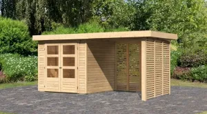 Drevený záhradný domček ASKOLA 2 s prístavkom Lanitplast