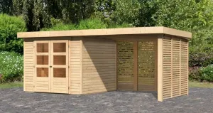 Drevený záhradný domček ASKOLA 3,5 s prístavkom Lanitplast