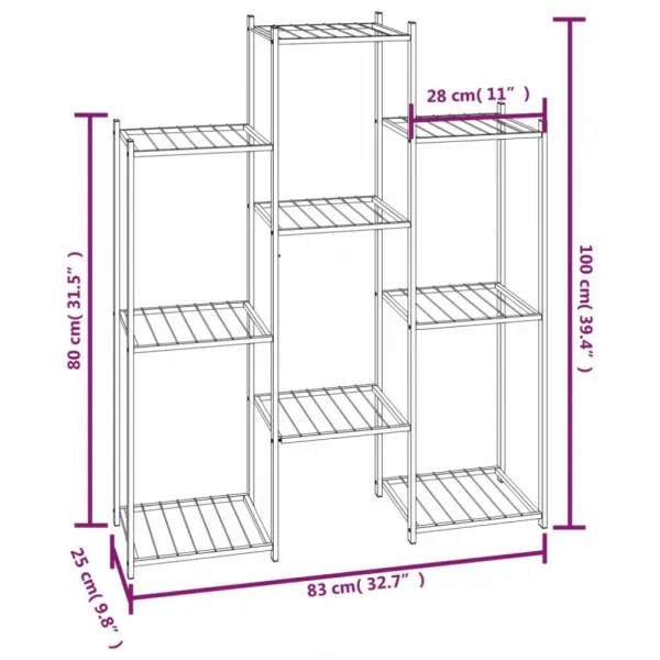 vidaXL Stojan na kvety 83x25x100 cm čierny železný