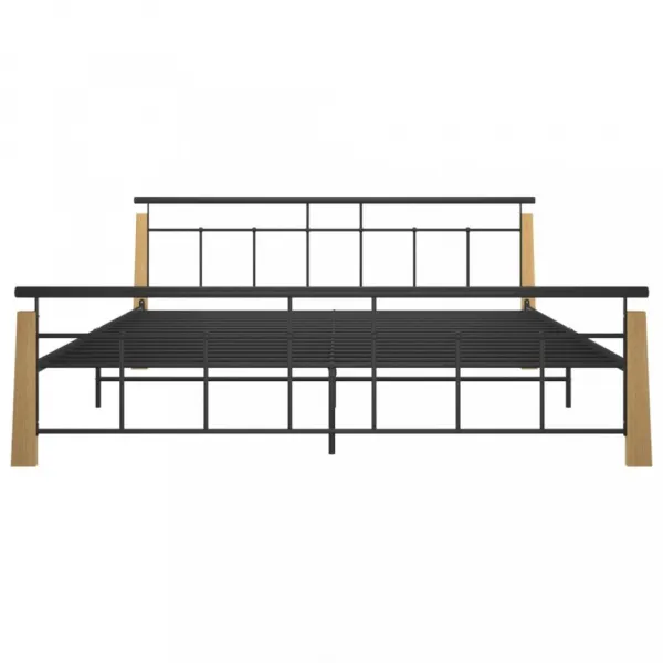 Posteľ kov / masívny dub Dekorhome 100 x 200 cm