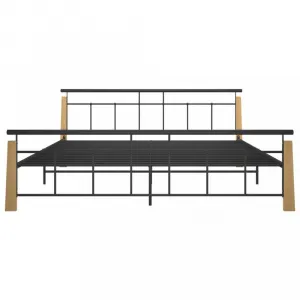 Posteľ kov / masívny dub Dekorhome 100 x 200 cm