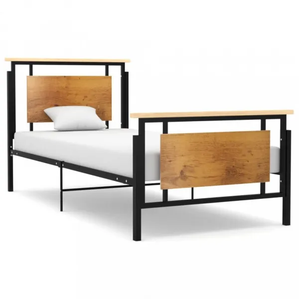 Posteľ kov / masívny dub / MDF Dekorhome 100 x 200 cm