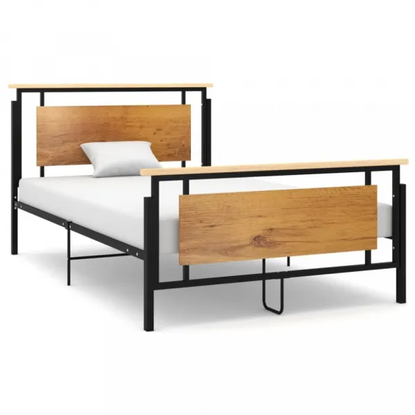 Posteľ kov / masívny dub / MDF Dekorhome 100 x 200 cm
