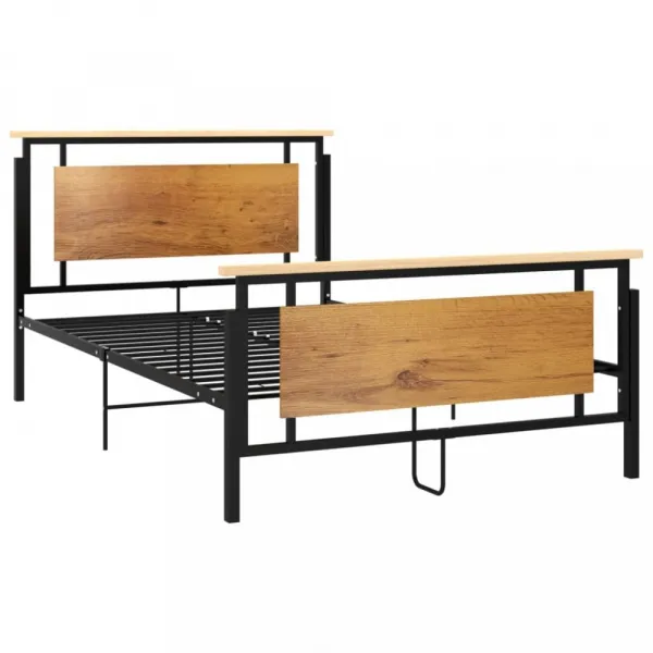 Posteľ kov / masívny dub / MDF Dekorhome 100 x 200 cm