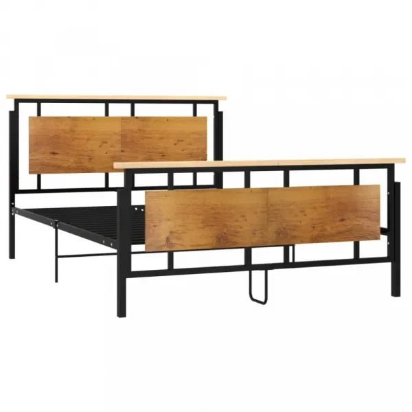 Posteľ kov / masívny dub / MDF Dekorhome 100 x 200 cm