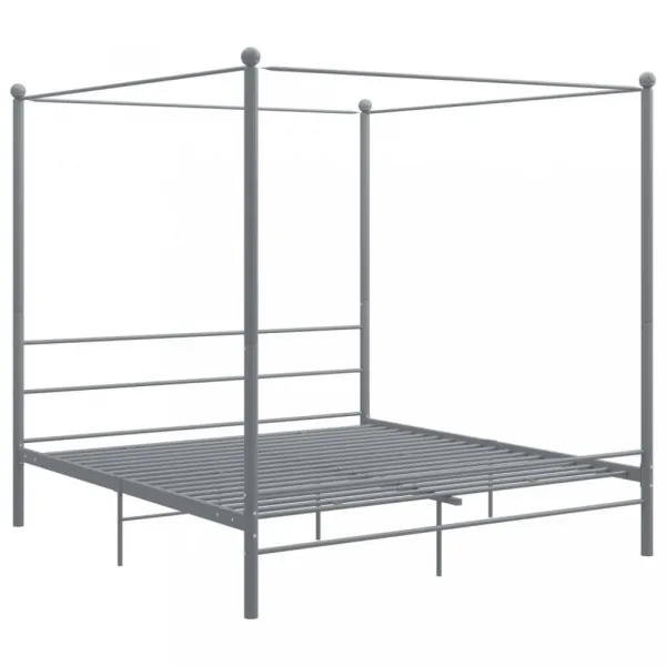 Posteľ s nebesami sivý kov Dekorhome 200 x 200 cm