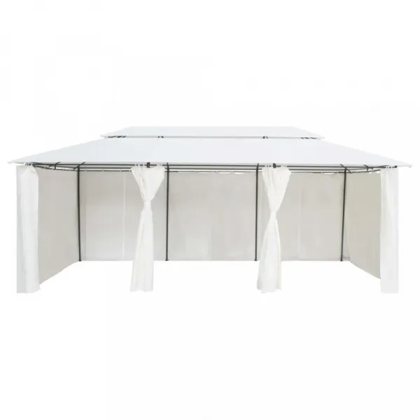 Záhradný altánok so závesmi 3x6 m biela Dekorhome