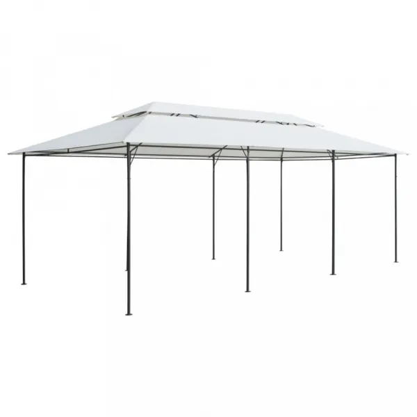 Záhradný altánok so závesmi 3x6 m biela Dekorhome